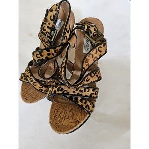 Naughty Monkey Cork Shoes Heels Leopard Print New Other 6-in Heel